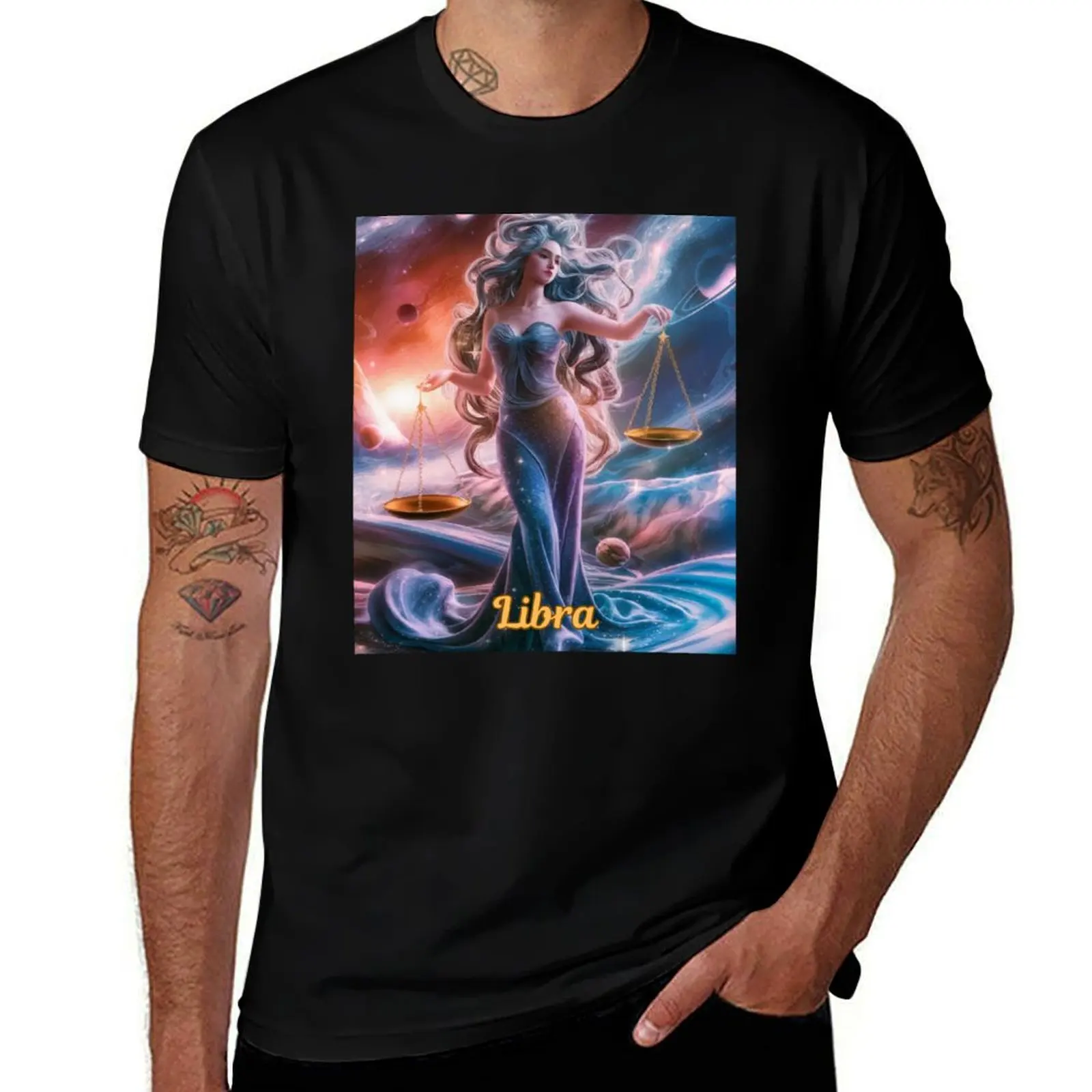 Libra Zodiac, celestial goddess T-Shirt Fashion Simple Casual Tee Shirt T-Shirt