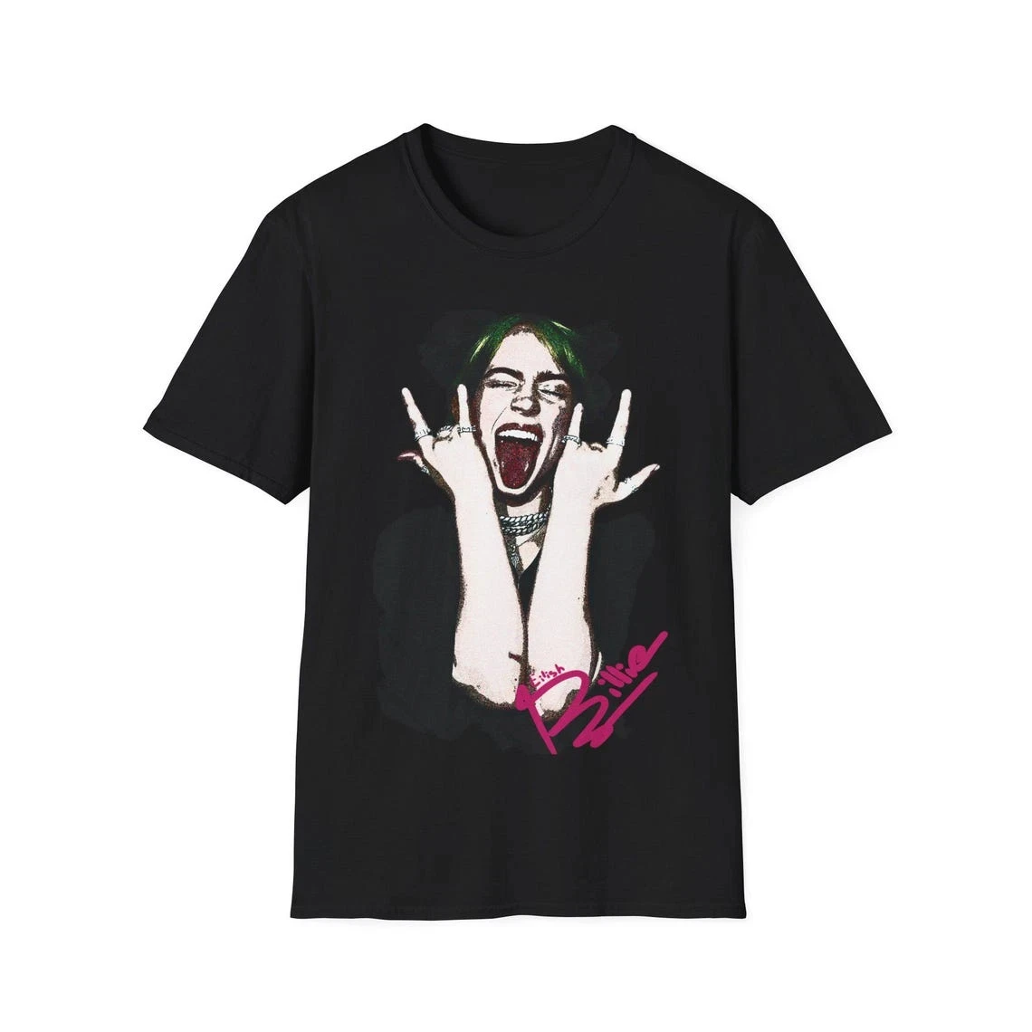 Retro Billie Eilish T-shirt popular concert music-themed T-shirt unisex.  Pure cotton couple streetwear shirt  oversized t shirt