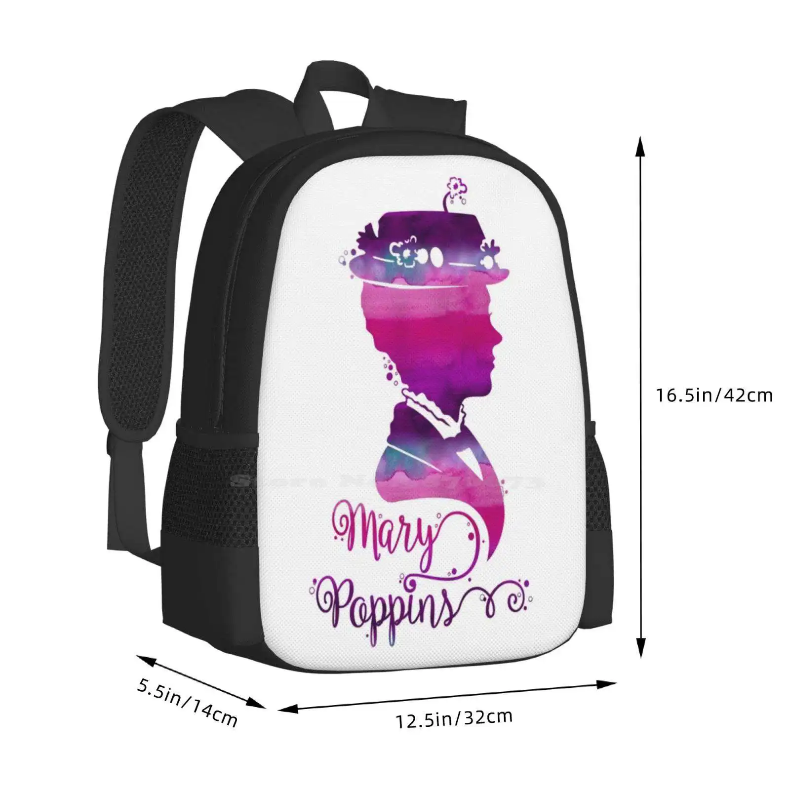 Fashion Pattern Design Travel Laptop School Backpack Bag Portrait Silhouette Silhouette Julie Andrews Musical Watercolor