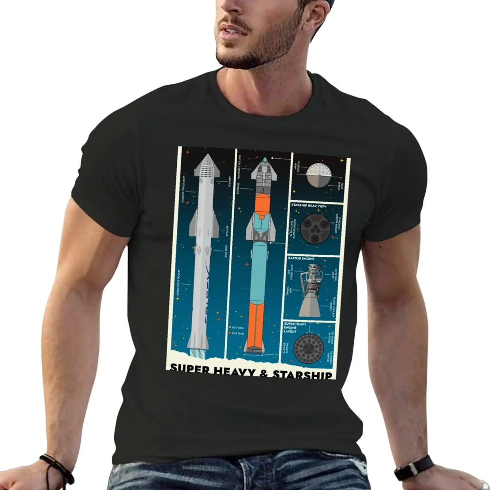 SpaceX: Super Heavy & Starship T-Shirt tees graphic t shirt vintage mens cotton t shirts