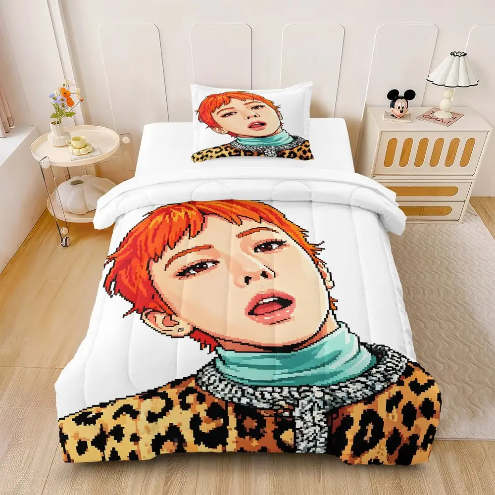 Orange Hair Leopard Print Man Comforter Set Quilt Bedding Set Pillowcase Retro Street Teen Bedroom Bedding