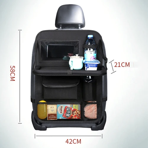 Imagen 2 del producto Organizador plegable para asientos de coche con bandeja, soporte para tableta, almacenamiento multibolsillo, almacenamiento Interior del coche, almacenamiento, orden, accesorios universales para coche