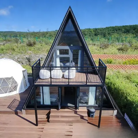 Casa de Madeira Triangular, Cabana Pequena, Edifícios Pré-Fabricados para Resort e Hotel