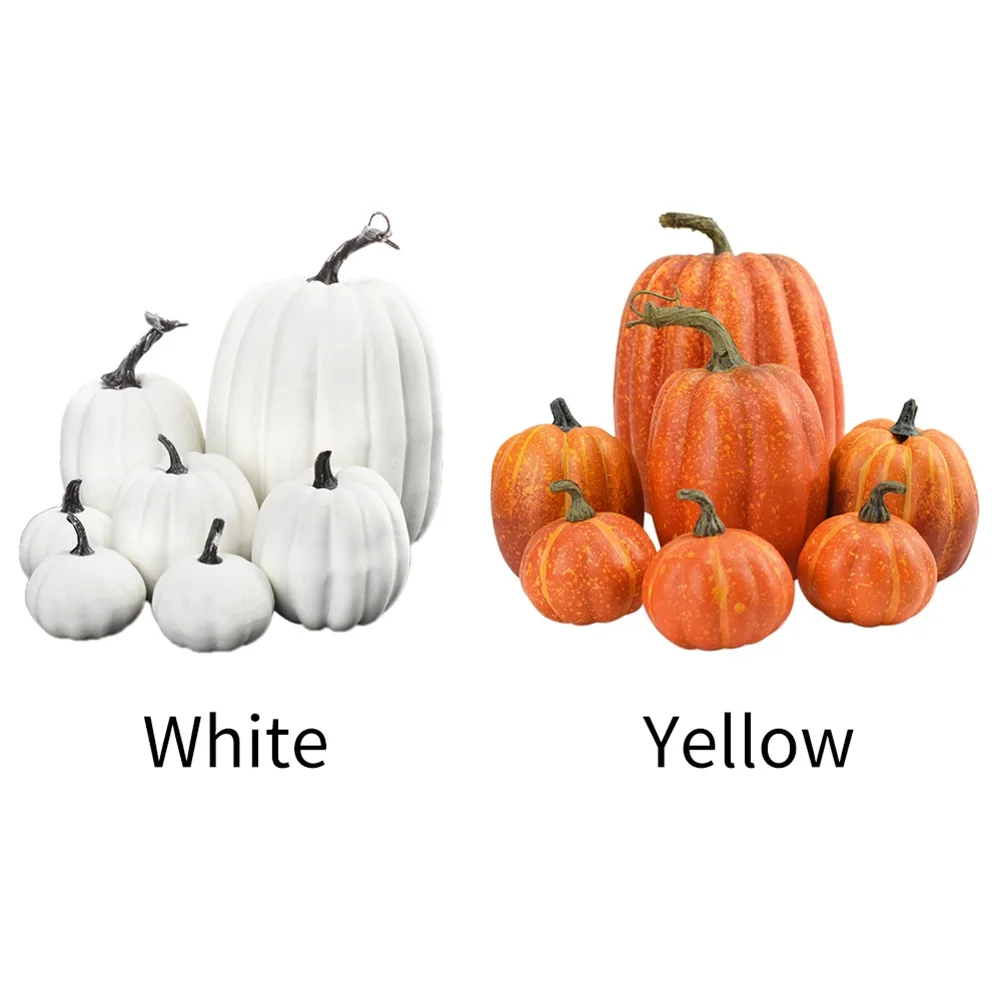 7Pcs Simulation Pumpkin Model Artificial Pumpkin Decoration Home Table Decor for Thanksgiving and Halloween - view 3