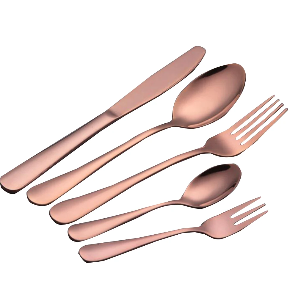 

5 Pcs Stainless Steel Set Rust Resistant Cutlery Spoon Fork Knife Serving Utensils Dinnerware