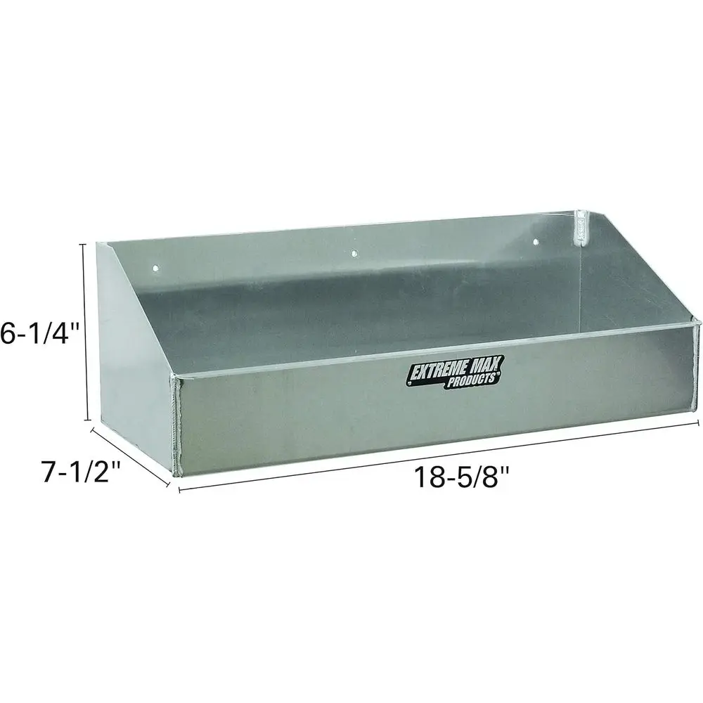 4-Quart Storage Shelf for Race Trailers, Garages, and Enclosed Trailers - Holds 32 oz. Bottles, Silver