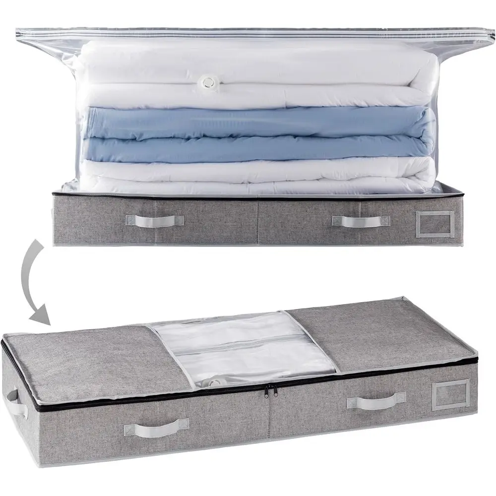 

Складная сумка для хранения под кроватью Jumbo для одеял, одеял и льна — 41x17,7x6, компактная вакуумная герметизация, снижение 80% пространства