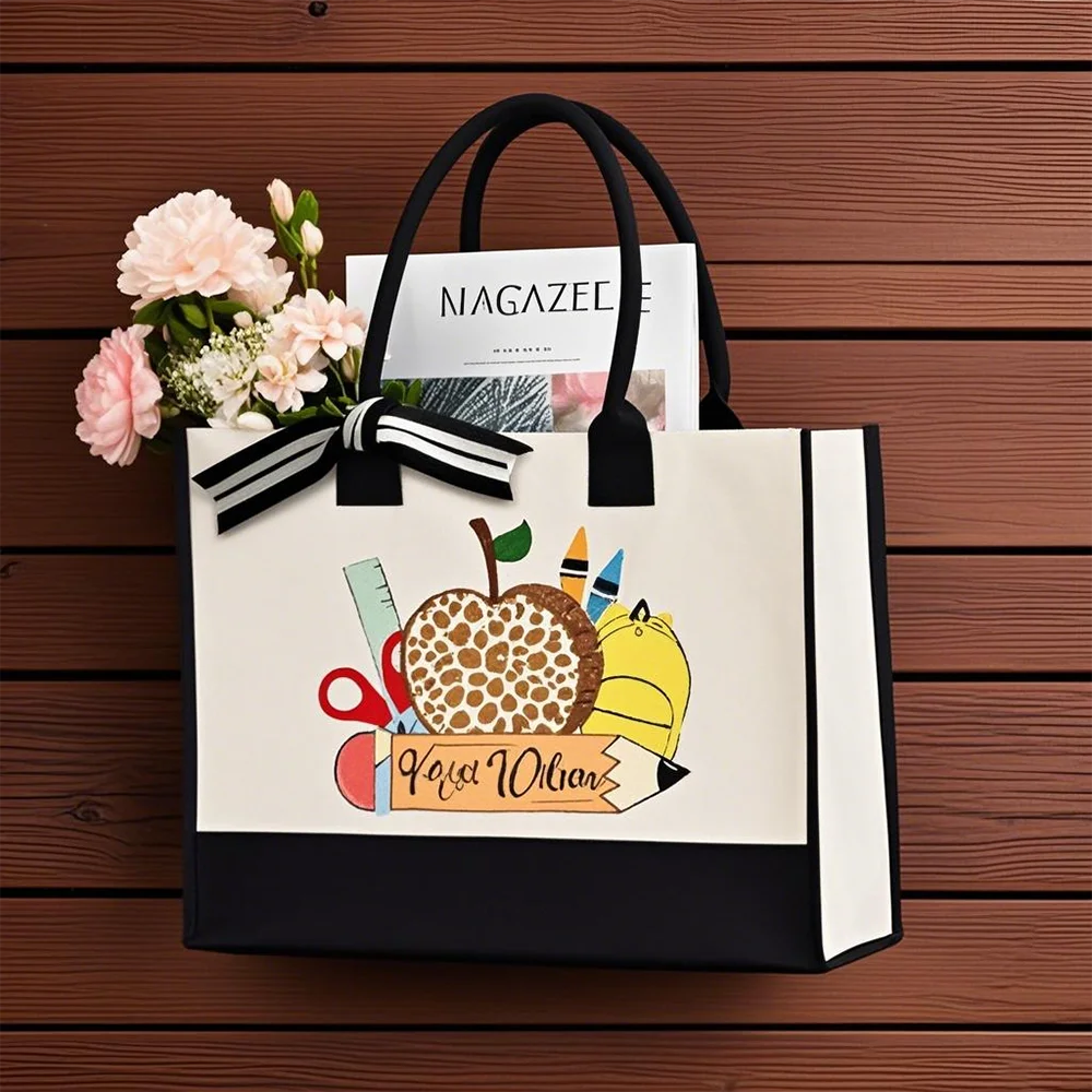 

Personalized Teachers Day Gift Custom Teacher Bag Teacher Canvas Tote Back To School Decoration for Graduation Appreciation Gift