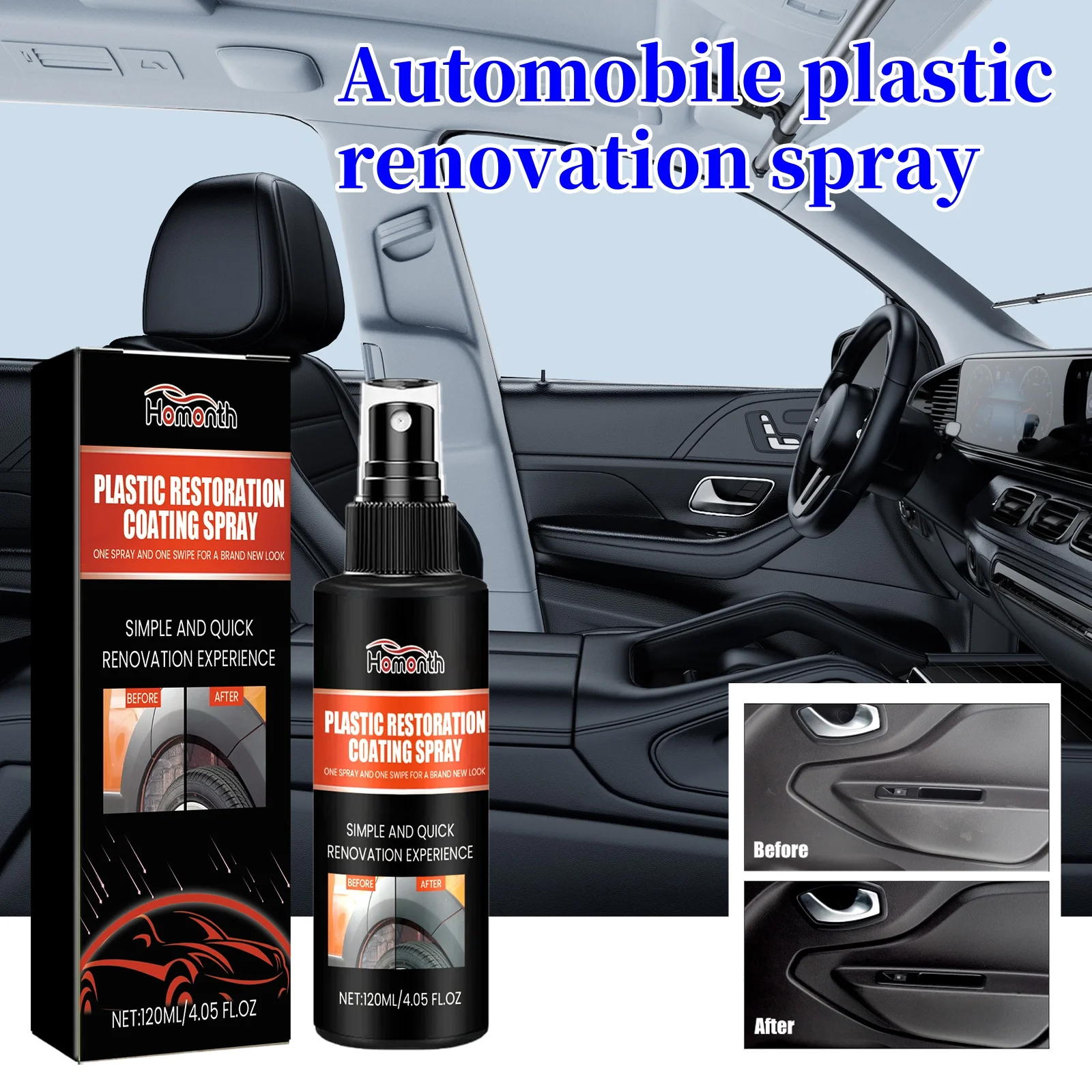 

Automotive Plastic Refurbishment Spray Remover Removes Dirt Scratches Seat Interior Cleaning Decontamination Maintenance Agent