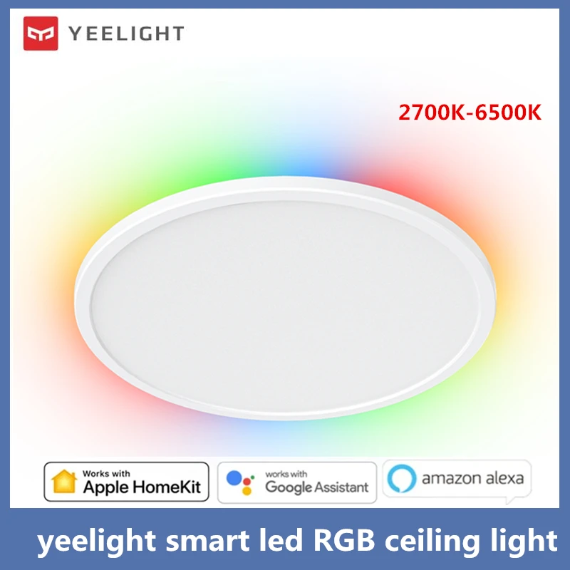 Yeelight Smart Led RGB Ceiling Light Wifi 24W Dimmable 2700K-6500K Ultra Thin Smart Voice Control współpracuje z APP Homekit Mi home