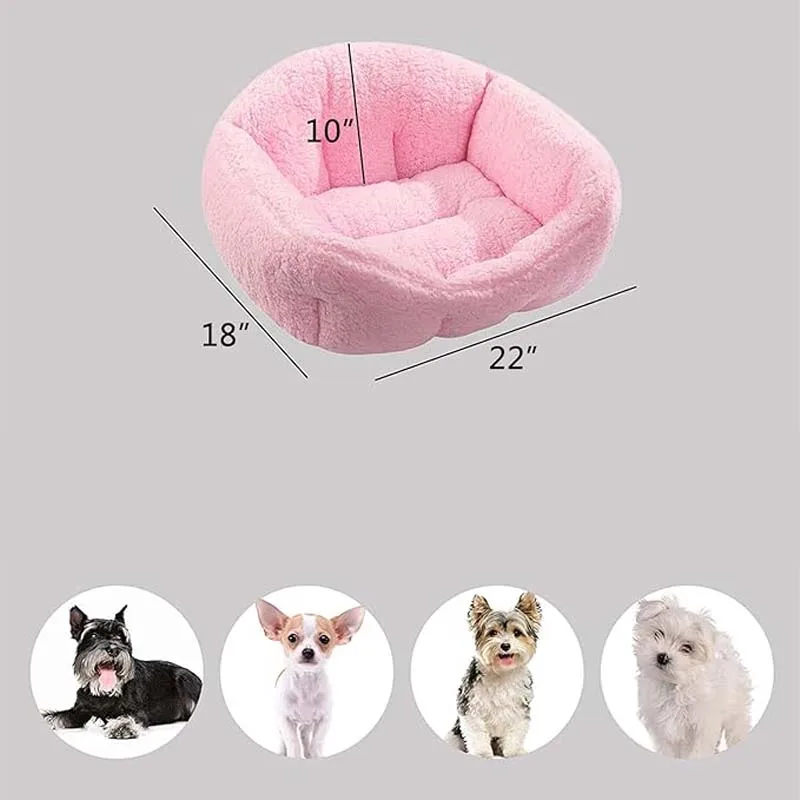 Fleece Dog Bed Small-Sized Pets Sleeping Bag Cushion Rectangular Pink Pet Cage Bed