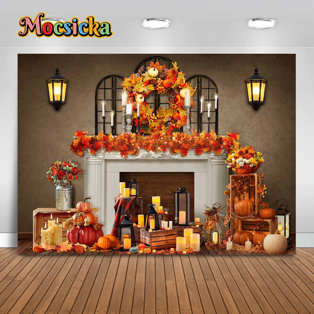 Halloween Pumpkin Wooden House Photographic Backdrop Autumn Forest Child Baby Shower Photography Background Family Photo Banner