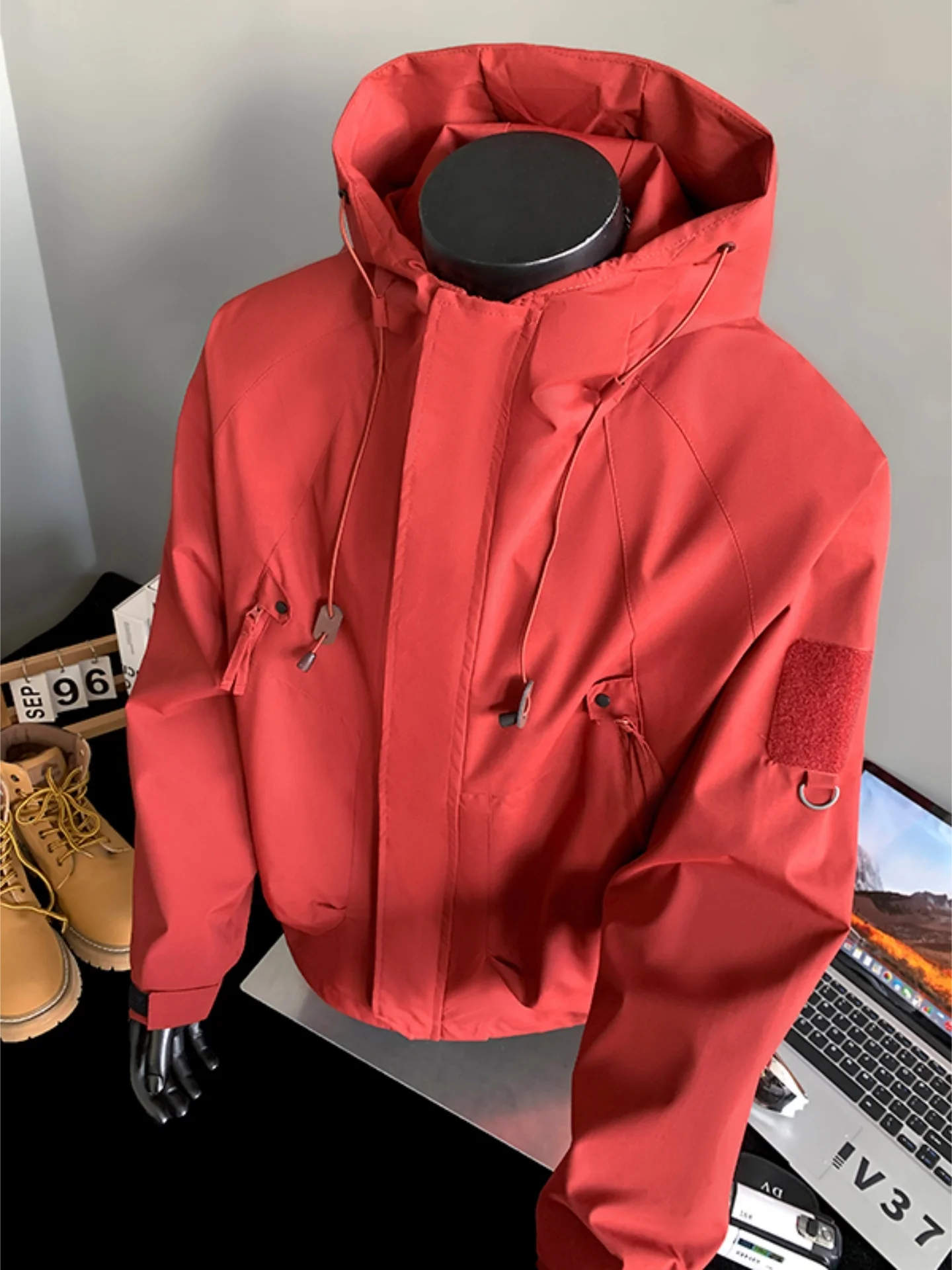 

ex Durable Windproof Outdoor Climbing Jaet Hooded Workwear Sle Faionable Youth ulari Spring Season Polyester F...