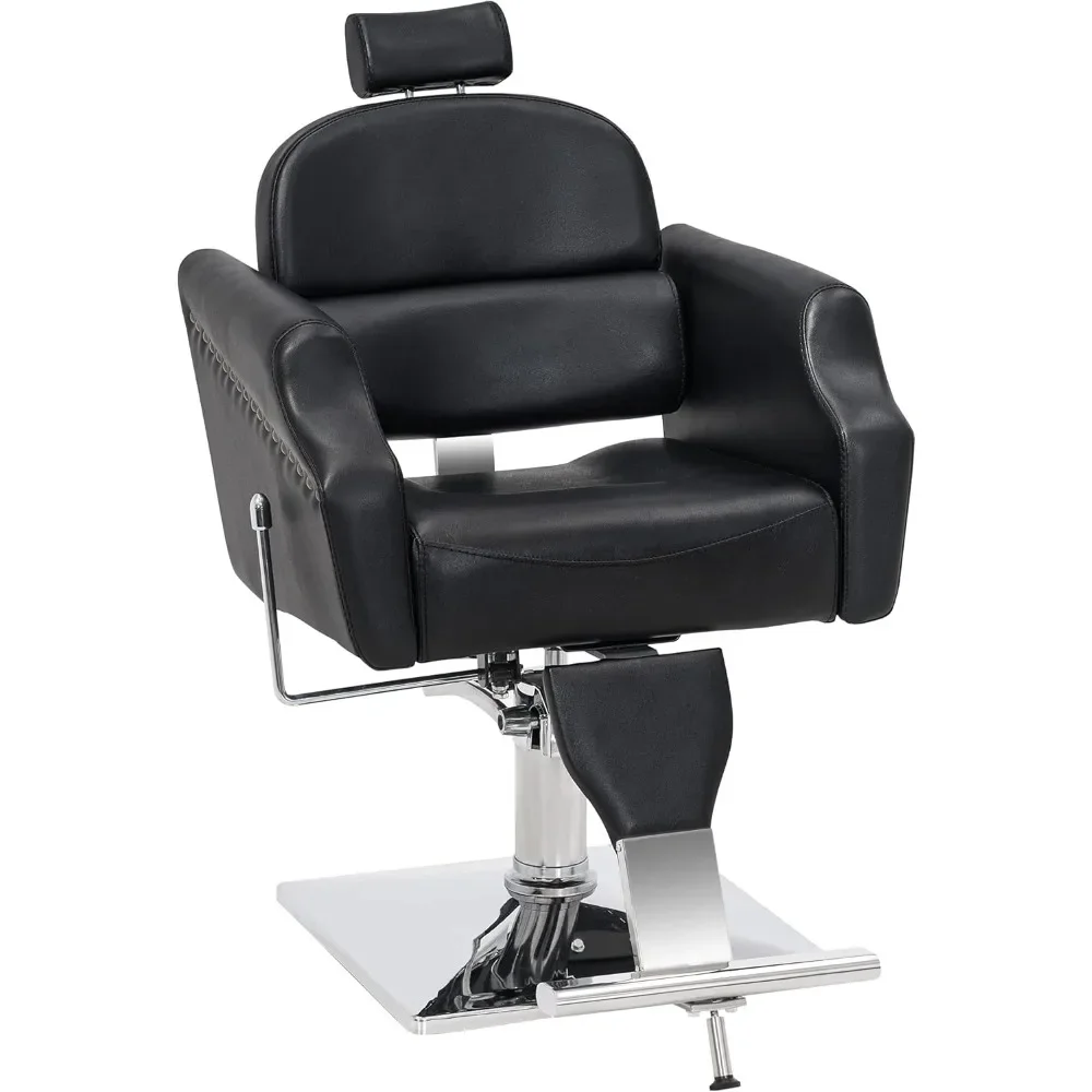 Classic Recliner Leathern Barber Chair Antique Heavy Duty Hair Spa Salon Styling Beauty Equipment