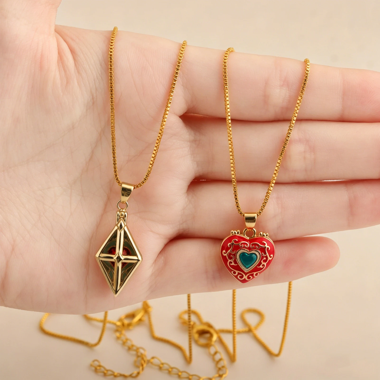 Collar de Anime Sugar Sugar Rune, Colgantes de Pareja con Forma de Corazón Abierto y Diamante, de Chocolate, Piedra y Vainilla, Accesorio para Fiesta de Cosplay, Regalo