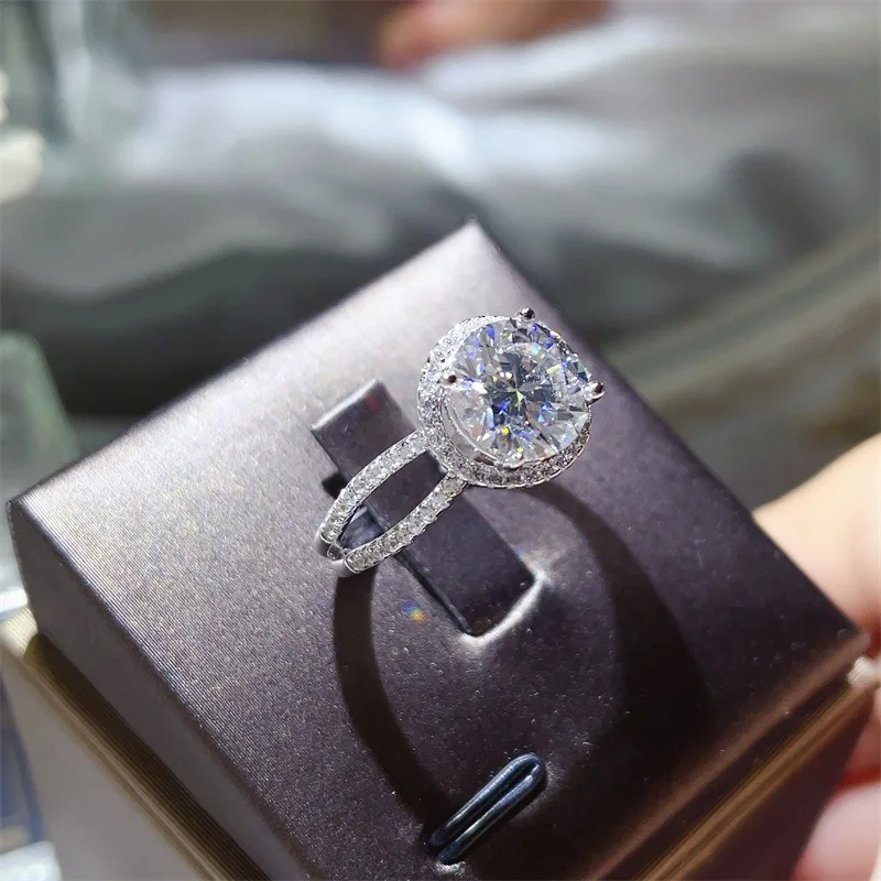 SACE GEMS  GRA Certified 3CT D VVS1 Moissanite 925 Sterling Silver Fashion Ring for Women Engagement Promise Party Fine Jewelry