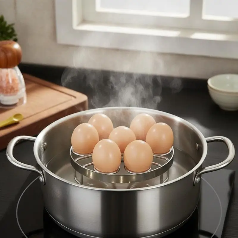 Household Thickened Metal Egg Steaming Rack Multifunctional Insulated Shelf Steaming Tray Holder Kitchen Accessory