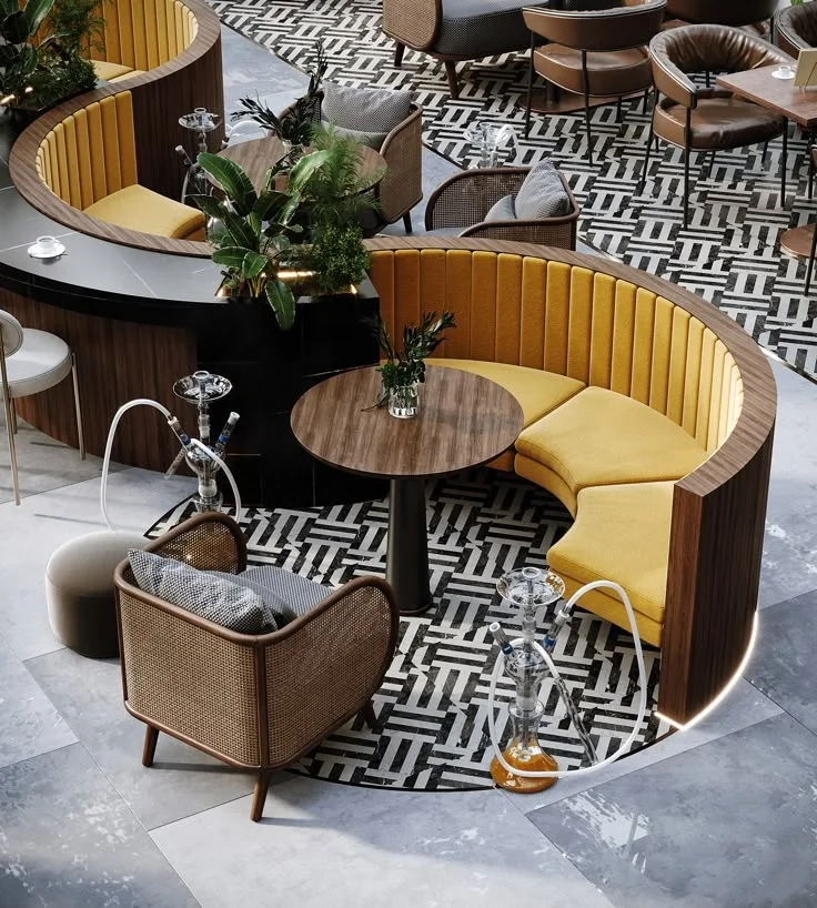 Restaurant Sofa,Hotel Lobby Living Room Sofas Set Round Couch Relaxing Sofa Restaurant Furniture S Shape 7 Seater Corner Booth S