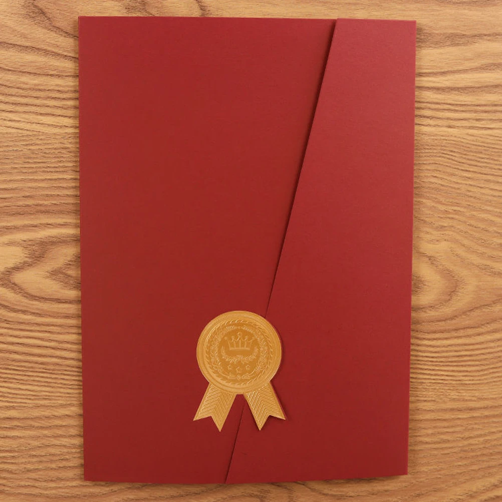

Award Certificate Cover Protective Paper Holder A4 Size Red Color For Diplomas Documents Photos Presentation Folder