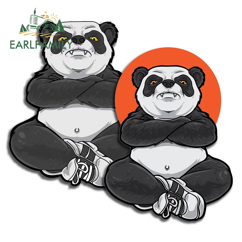 EARLFAMILY 13cm for Panda Jiu Jitsu Car Stickers Cartoon Fashionable Sunscreen Decals Scratch-Proof Decor Windows Car Label