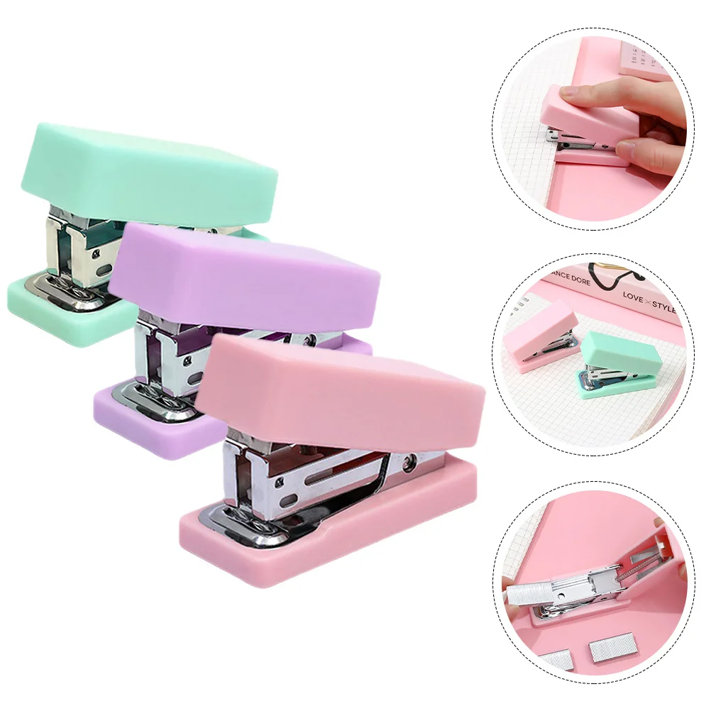 3pcs Mini Metal Portable For Desk Office Home School Small Paper Stapler Compact Handheld Stapler Classroom Teacher
