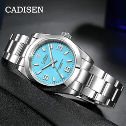 CADISEN 36MM New NH35 Men Mechanical Watch AR Sapphire Glass BGW9 Blue Luminous Automatic Watch For Men 100M Waterproof Watches