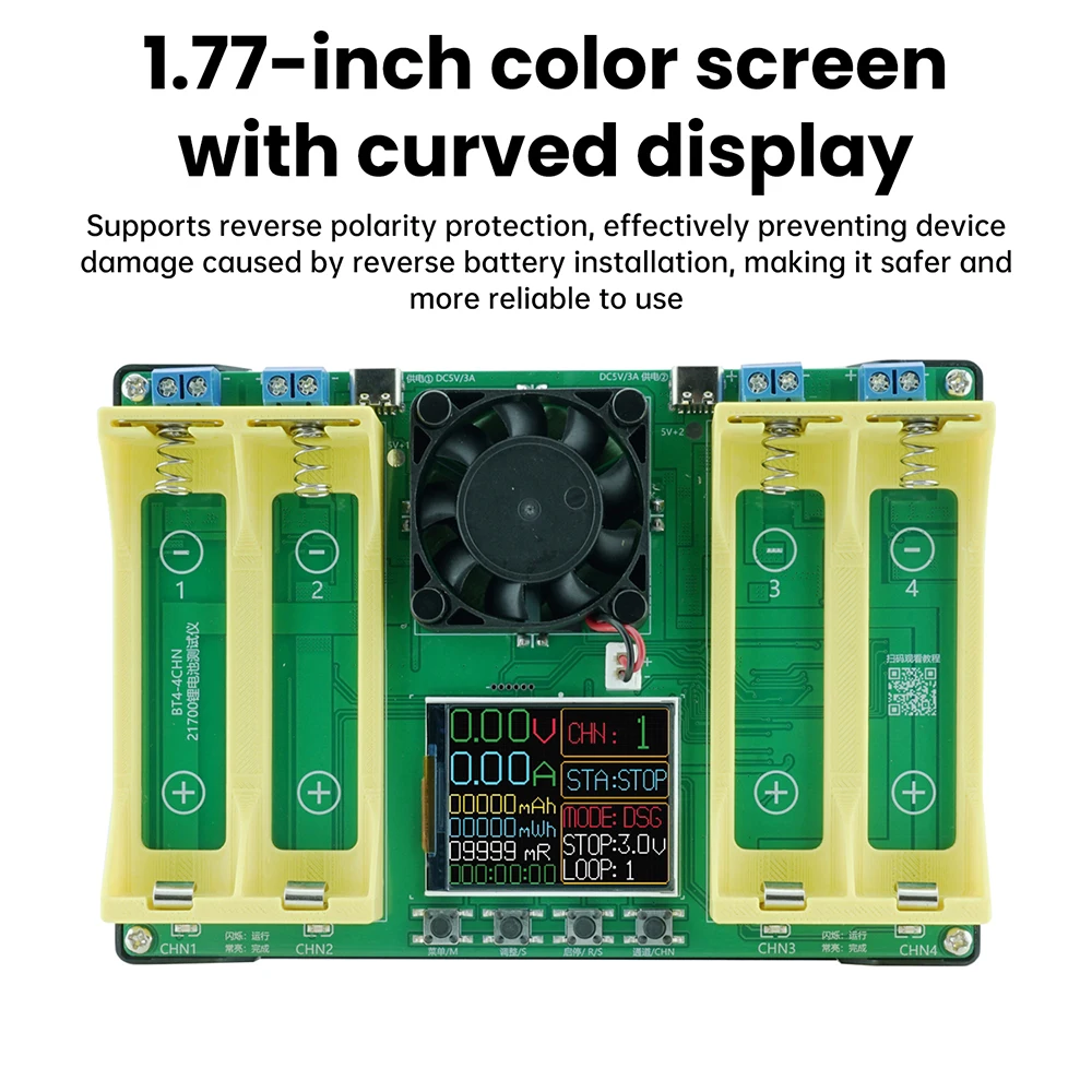 

21700 LCD 4 Channel Display Battery Capacity Tester Lithium Digital Battery Detection Module Type-C Interface