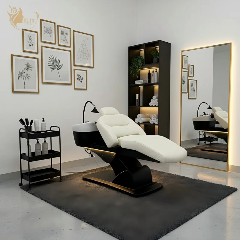 Hot Sale Salon Shampoo Chair with Massage Eco-Friendly Head Spa Shampoo Bed PU Leather Comfortable Beauty Salon Salon Furniture