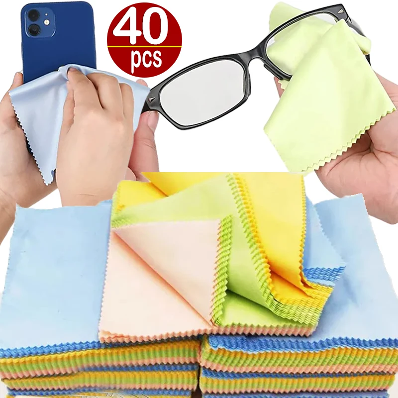 40pcs Microfiber Cleaning Cloth High Quality Chamois Glasses Cleaner for Glasses Cloth Len Phone Screen Cleaning Wipes Wholesale