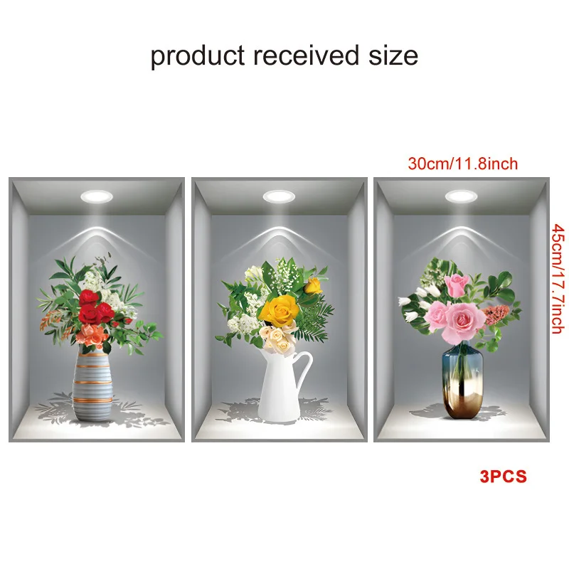 3d flower vase wall sticker home decor self adhesive living room wall art decal bedroom