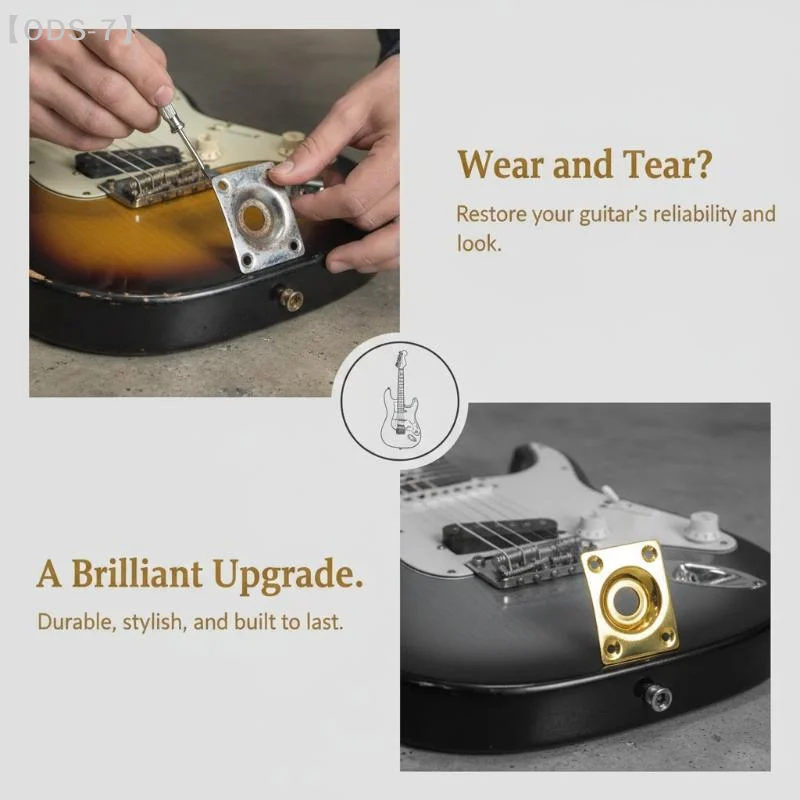 [ODS-7]Square Metal Guitar Output Jack Socket Cover Essential Guitar Repair Replacement Part for Luthiers Hobbyists DIY Use【WO】