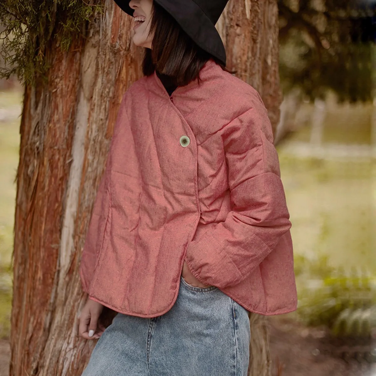 

Женская теплая качественная тонкая стеганая куртка-пуховик на осень-зиму, короткие свободные пальто с хлопковой подкладкой, верхняя одежда в стиле ретро с неровным подолом