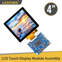 LESOWN mini LCD Touch Screen Display 4 inch Small Size HDMI USB-C 5V Powered 480x480 IPS Panel Module for PC Laptop Door Camera