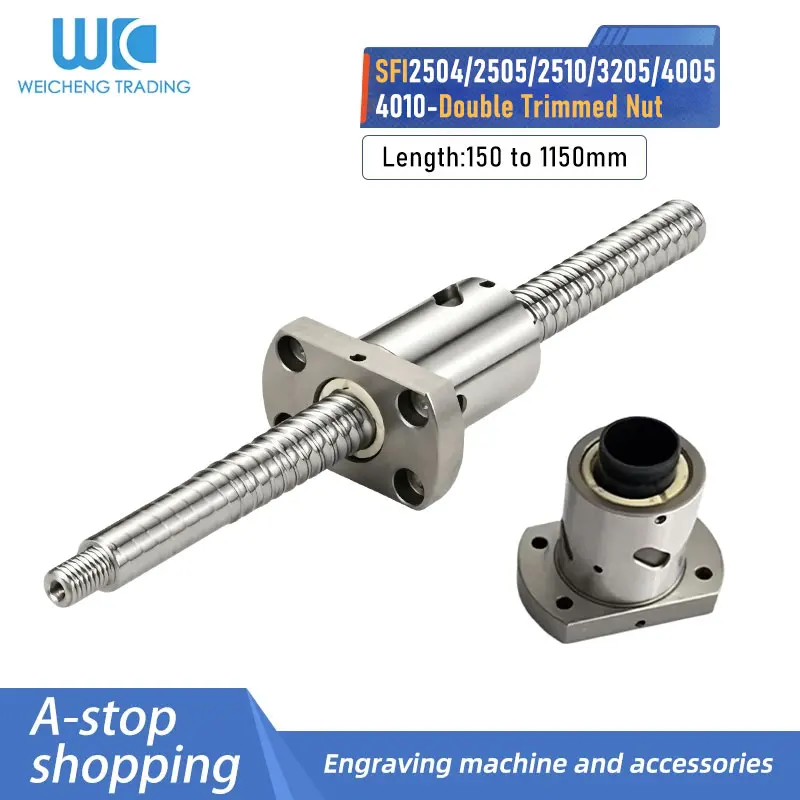 1PC Ball Screw 150-1150mm+Double Trimmed Nut SFI2504/2505/2510/3205/4005/4010 Sub Nut ball Nut End Processed Machined CNC