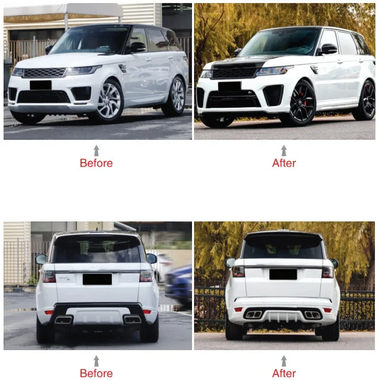 for Sport 2018-2022 Car Accessories Front and Rear Bumpers Exhaust Pipes Rear Lip Upgrade SVR Body Kit