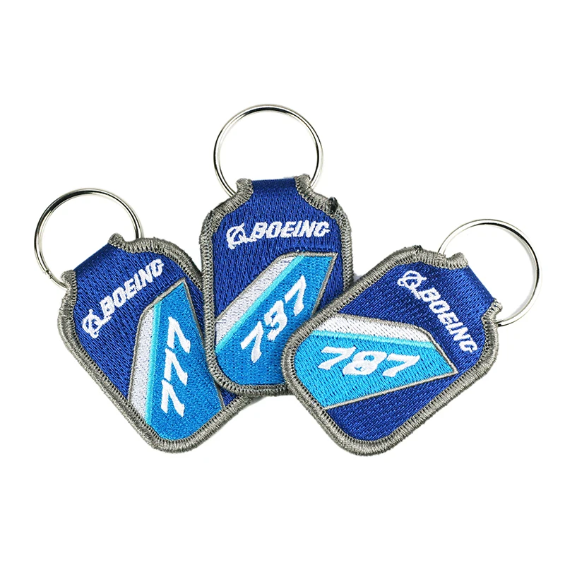 Boeing Limited Edition Aircraft B787 Tailfin Embroidered Keychain Aviation Crew Creative B737 Keychain Festive Gift view 4