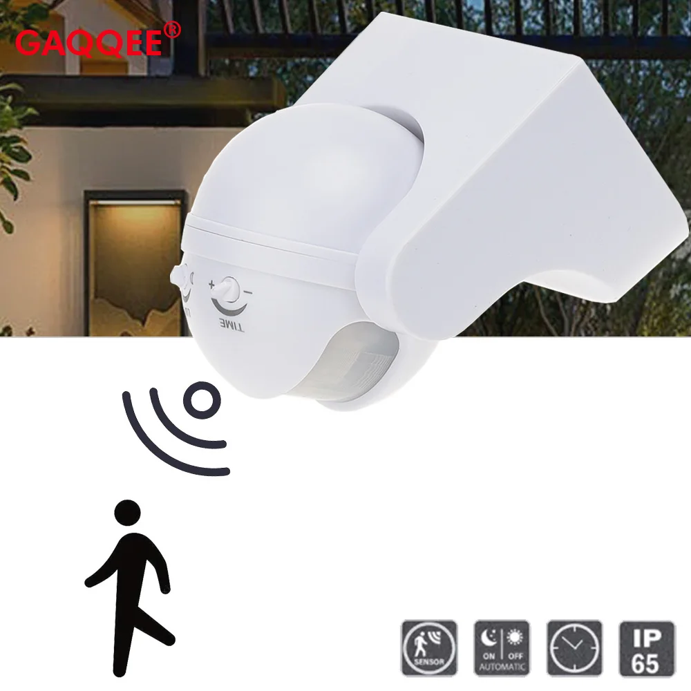 AC 220V-240V Automatic PIR Infrared Motion Sensor Detector Double Probe Induction Movement Light Switch Outdoor IP65 180 Degree