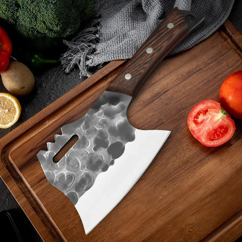 Thickened DE53 steel outdoor full Tang chef knife, killing fish slicer knife Jungle camping knife, hiking trail chopping knife