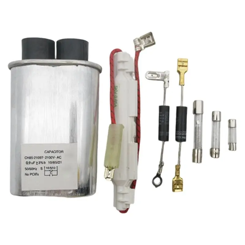 M02K-For Midea/Galanz Standard Microwave Oven Parts Set-Mica Sheets+ High Voltage Capacitor+ High Voltage Diode+ Fuse(8Pcs)