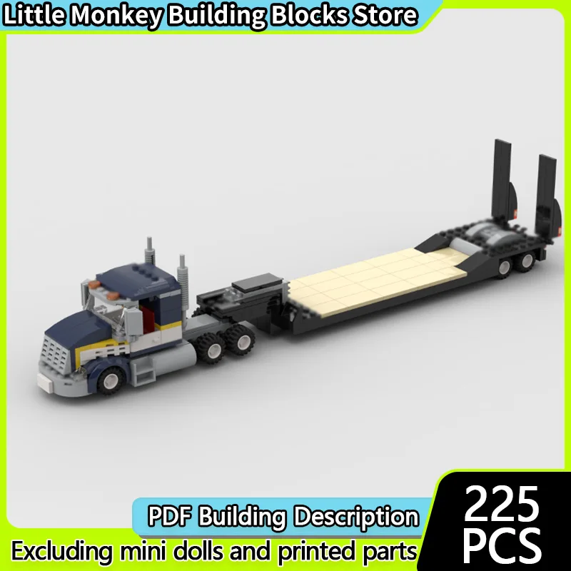 

City Car Model MOC Building Bricks Heavy-Duty Flatbed Semi-Trailer Truck Modular Technology Children Holiday Gifts Assemble Toys