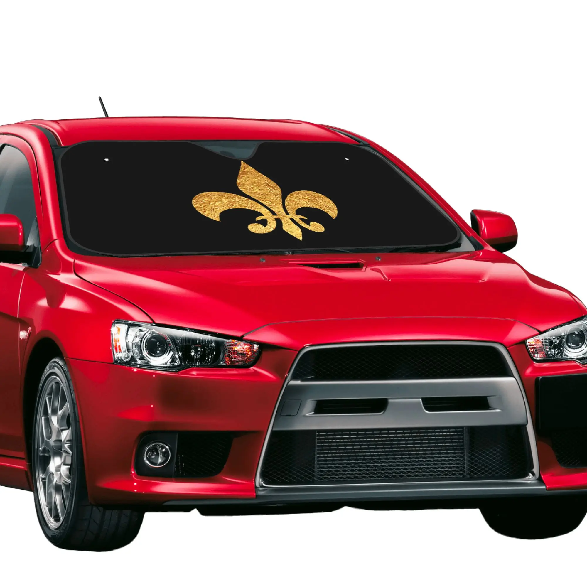 Gold Foil Fleur De Lis Car Front Window Sun Shade Heat Insulation Cover Portable UV Protection Covers Car Solar Protection