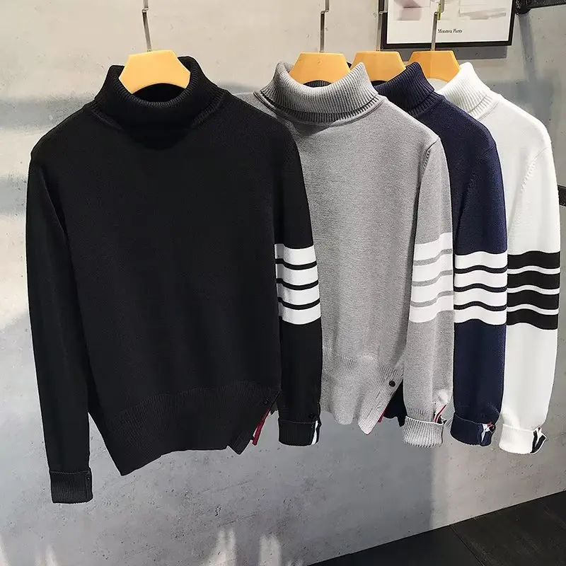 Knitted base sweater men's high neck sweater men's 2024 autumn and winter Korean style trendy versatile top interior