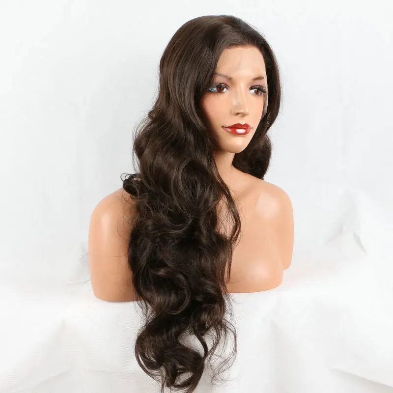 Bombshell Brown Deep Wave Synthetic Lace Front Wigs Glueless High Quality Heat Resistant Fiber Hair Free Parting For Black Women