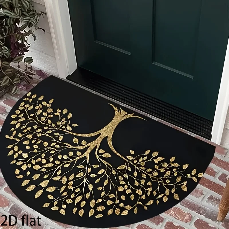 VIKAMA Tree of Life Semicircle Doormat Non Slip Entryway Rug Indoor Outdoor Foyer Floor Mat