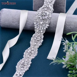 TOPQUEEN Wedding Dress Decorative Belt With Rhinestones Dress Accessories Dress with Luxury Diamond Handmade S119