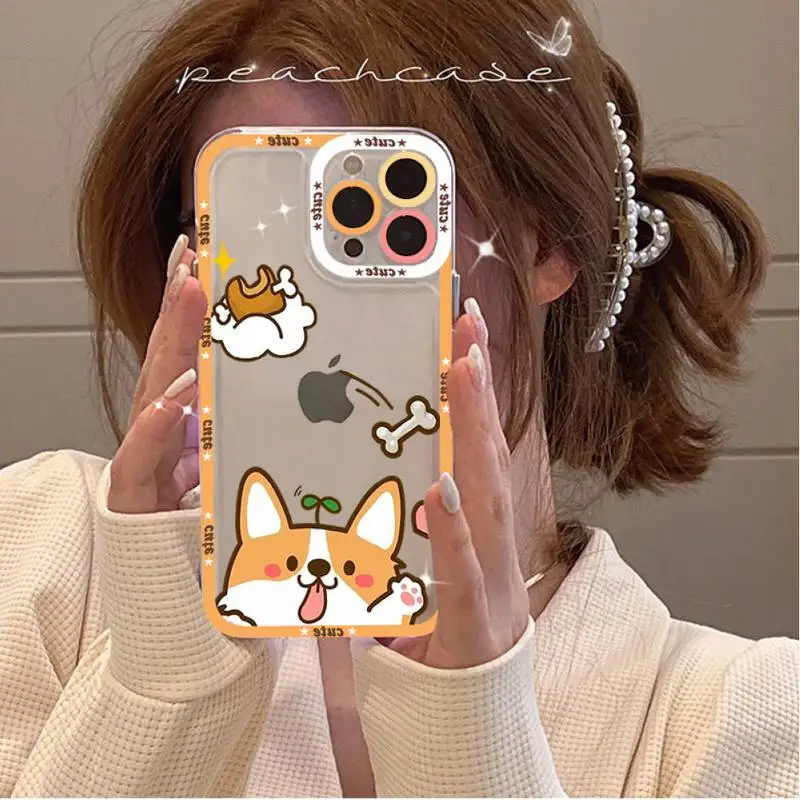 Cute Corgi Phone Case for iPhone 11 12 13 Mini Pro Max 14 Pro Max Case shell