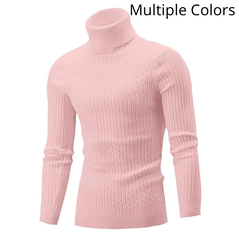 

Men's Turtleneck Sweater Casual Knitted Sweater Warm Fitness Men Pullovers Tops