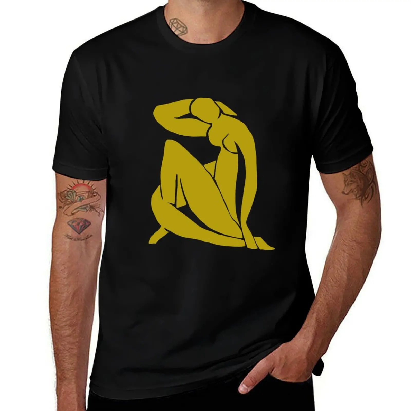

Matisse Cut Out Figure #2 Mustard Yellow T-Shirt man clothes Funny t-shirt clothing for men