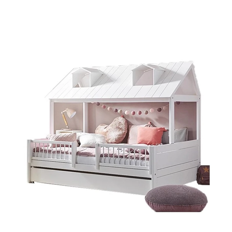 

Eco-friendly solid wood tree house bed house modeling princess bed personalized creative girl boy with pull-out box bed