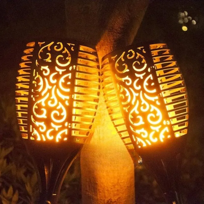 Solar Powered Outdoor 12/33 LED Waterproof Flashing Flame Torch Light Outdoor Solar Spotlight Landscape Decoration Lighting